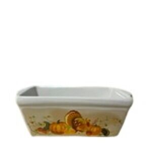 Thanksgiving Turkey Ceramic Mini Loaf Pan Fall Harvest Baking Dish